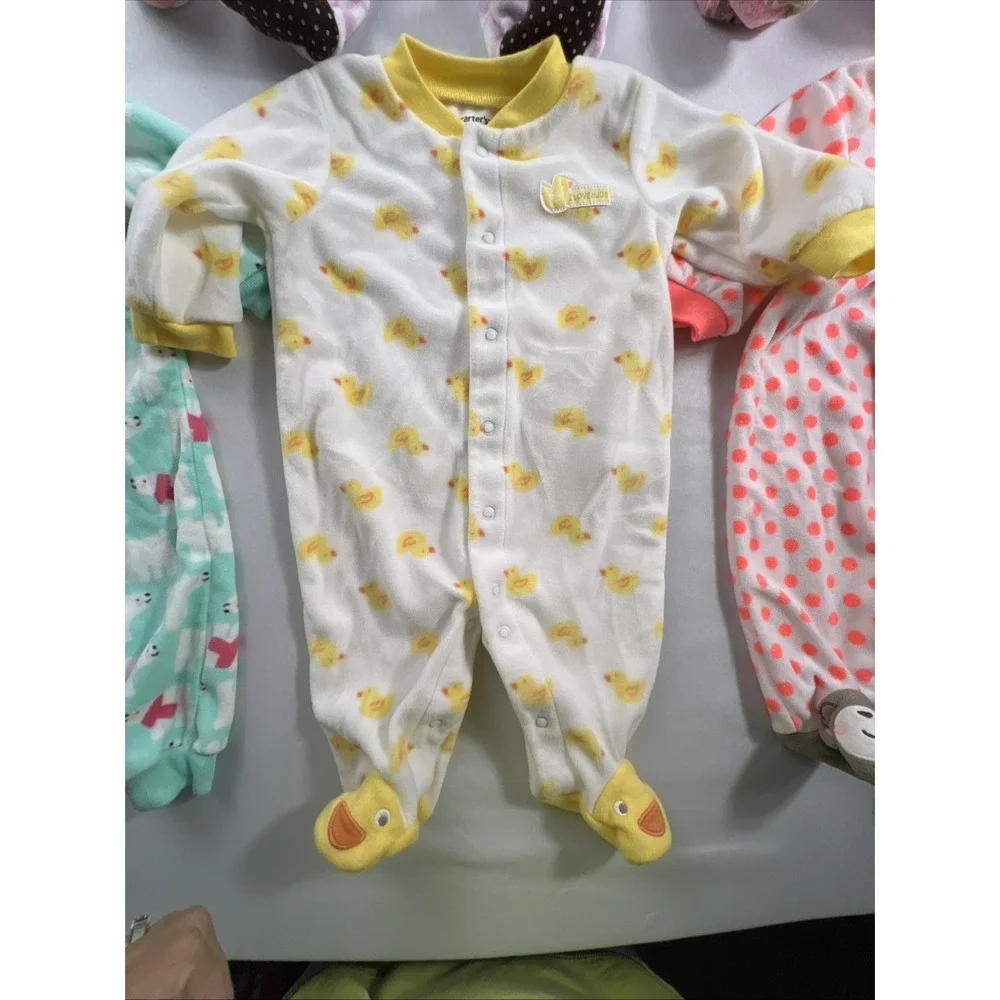 Carters Baby Girl Footed Pajamas Lot 6 Fleece Cotton Sleep Play 3M-6M